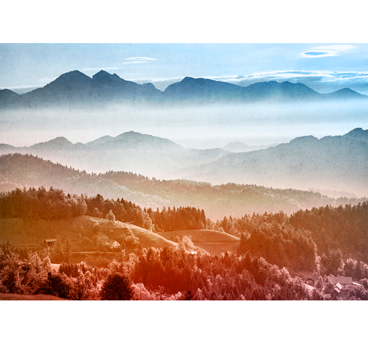 Landscape wall mural mountainous wilderness scene - TenStickers