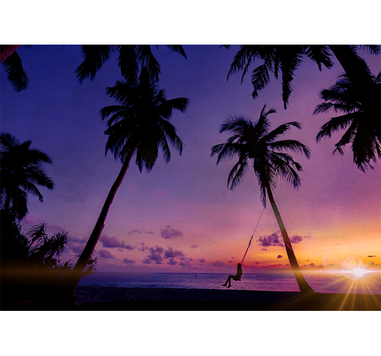 Wall mural nature sunset swinging palm - TenStickers