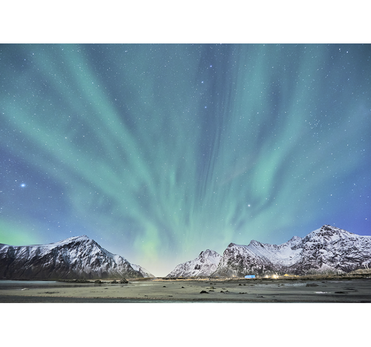 Wall mural mountain northern lights adventure - TenStickers