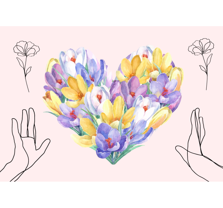 Flower wall mural heart shaped bouquet - TenStickers