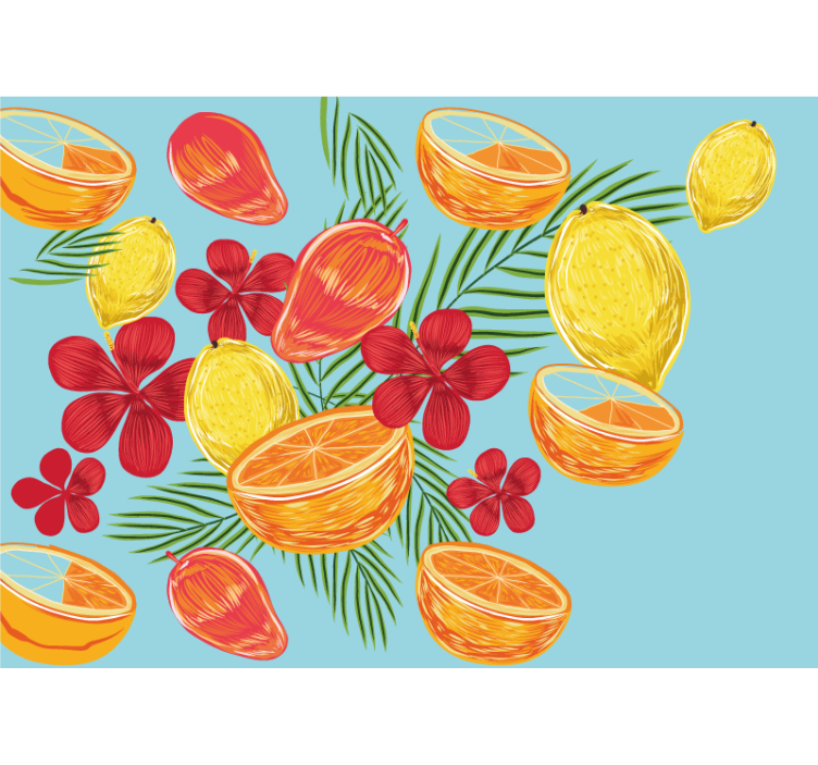 Flower wall mural tropical fruit display - TenStickers