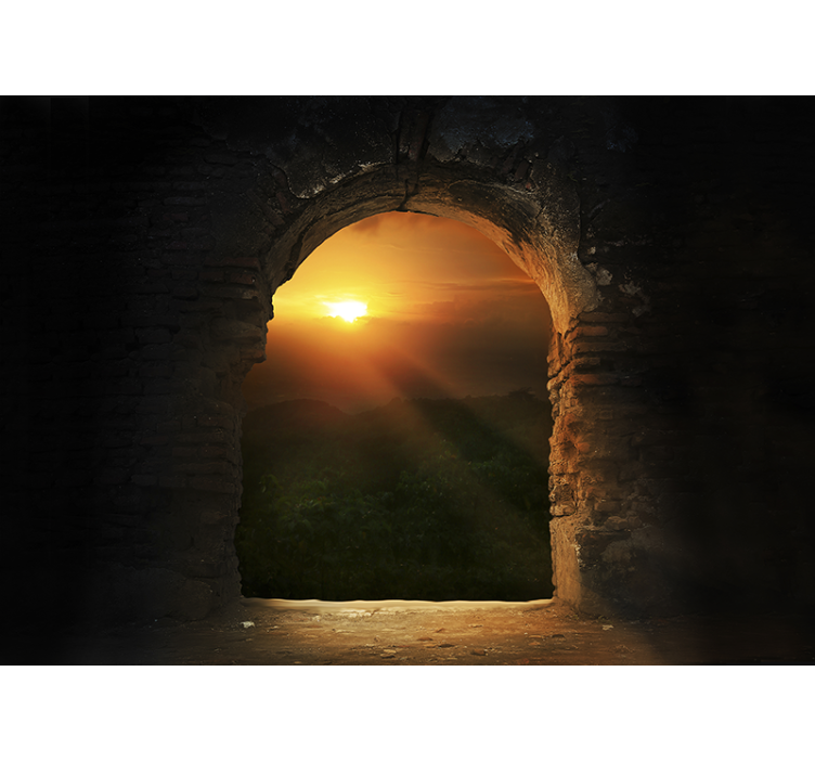 Window castle sunset 3D Wall Mural - TenStickers