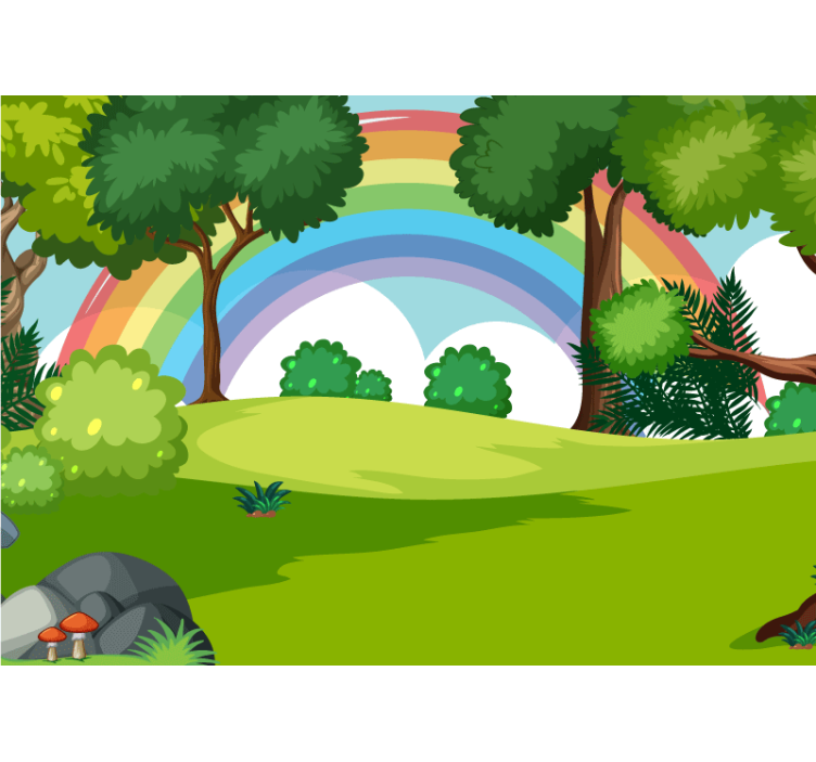 Jungle wall mural rainbow forest landscape - TenStickers