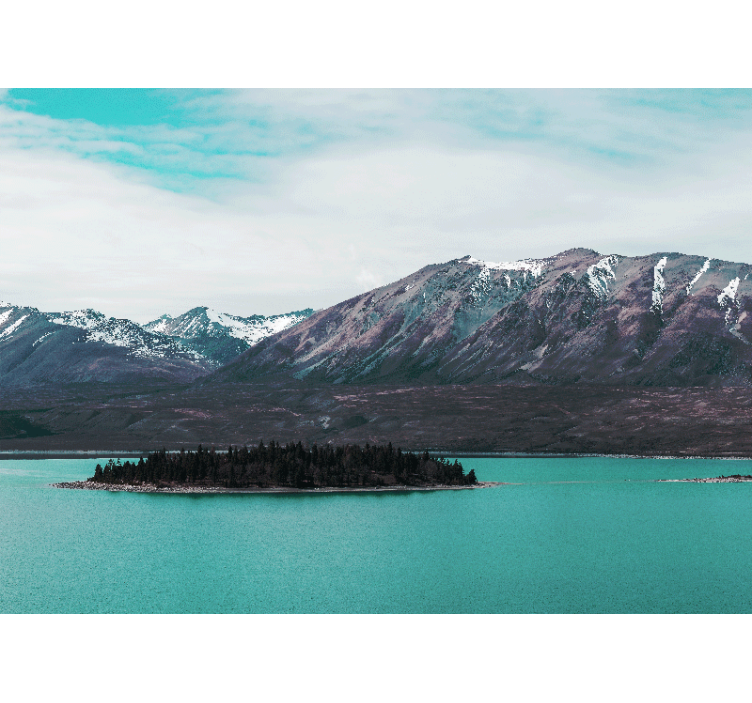 Landscape wall mural mountain lake island - TenStickers