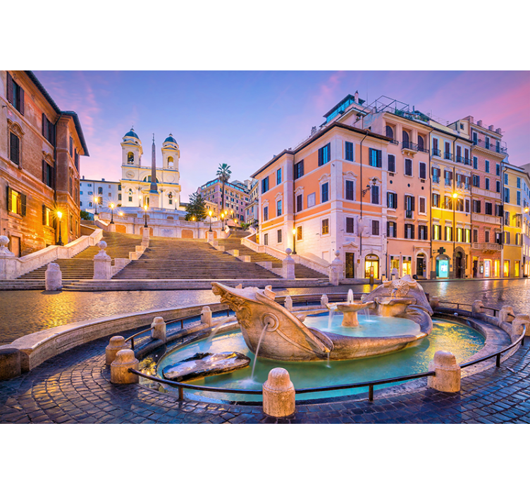 City wall mural spanish steps fountain - TenStickers