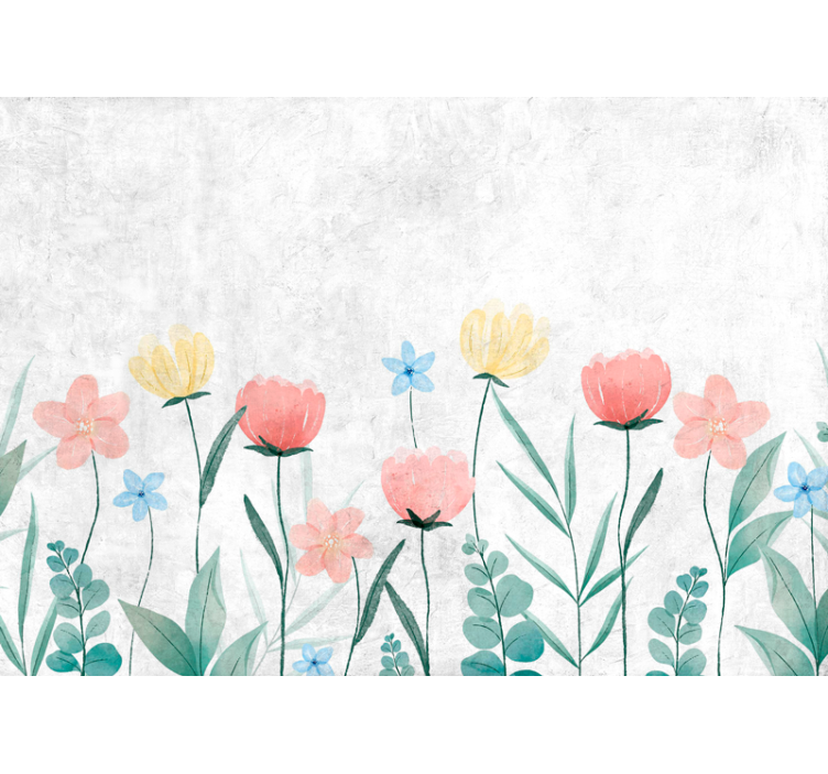 Flower wall mural blooming flower field - TenStickers