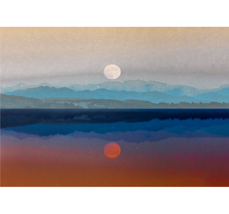 Landscape wall mural mountain sunset reflection - TenStickers