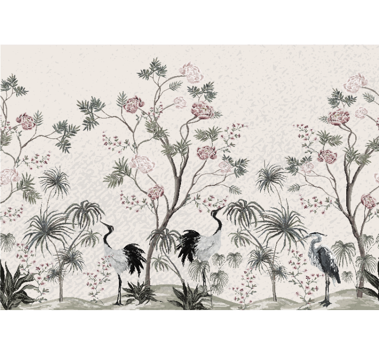 Animals wall mural elegant crane design - TenStickers