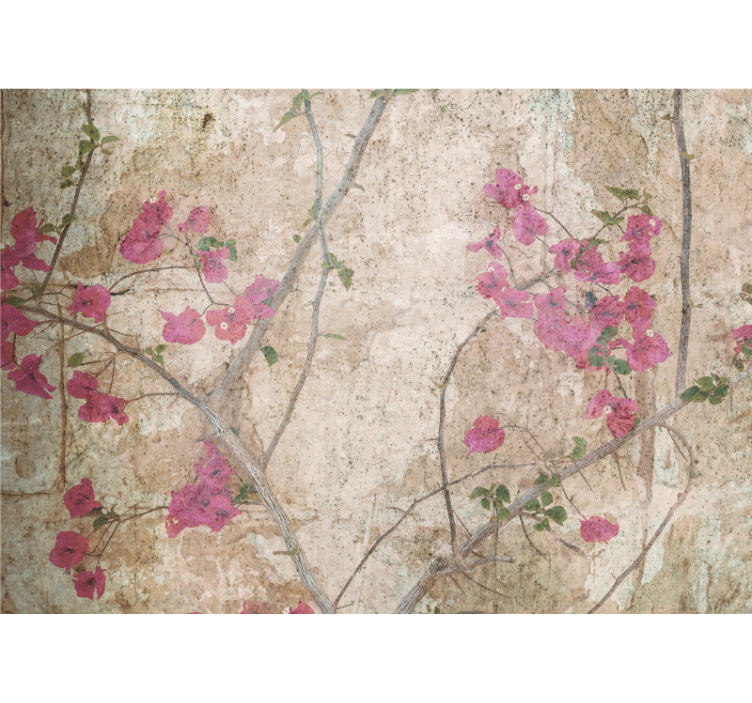 Flower wall mural pink bougainvillea blooms - TenStickers