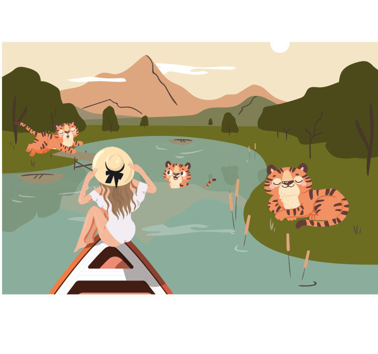 Childrens wall mural tiger adventure scene - TenStickers