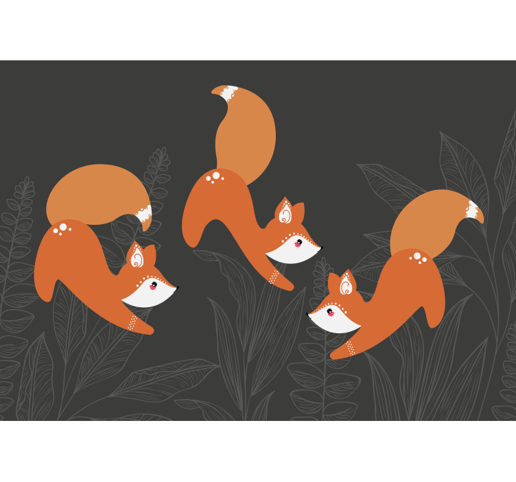 Childrens wall mural cheerful foxes play - TenStickers