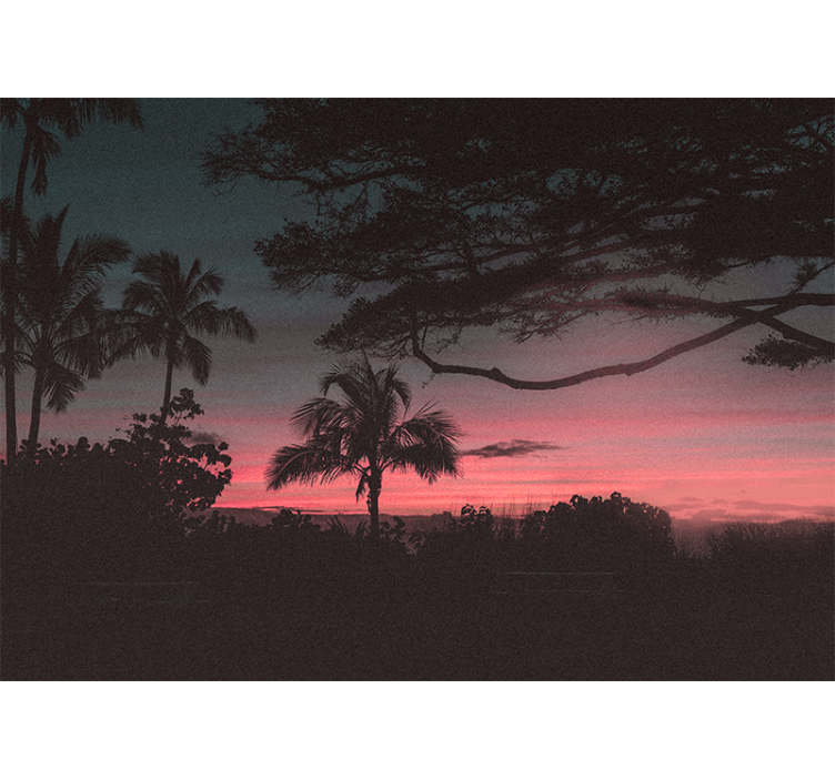 Tropical sunset silhouette landscape wall mural - TenStickers