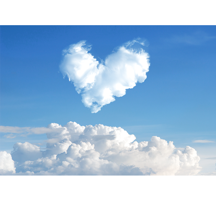 Romantic wall mural heart-shaped clouds - TenStickers