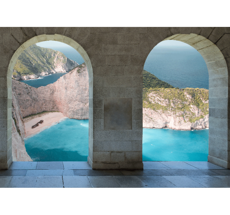 Landscape wall mural coastal view arch - TenStickers