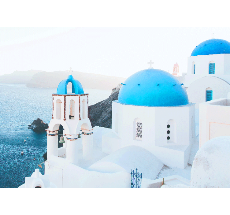 City wall mural santorini seaside views - TenStickers