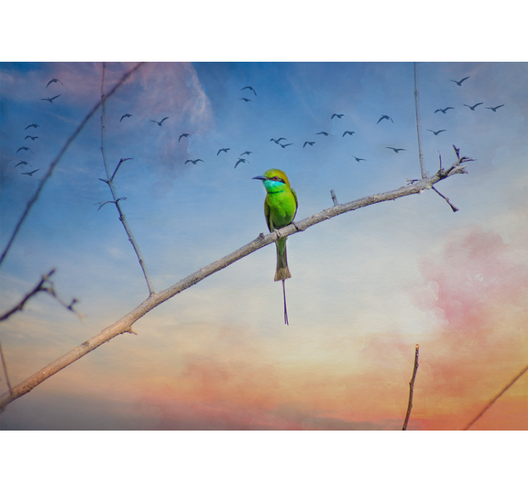 Animals wall mural bird on branch - TenStickers