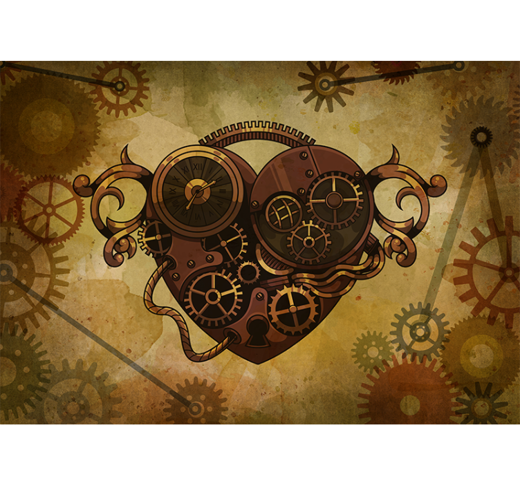 Heart Clock Mechanism romantic wall mural - TenStickers