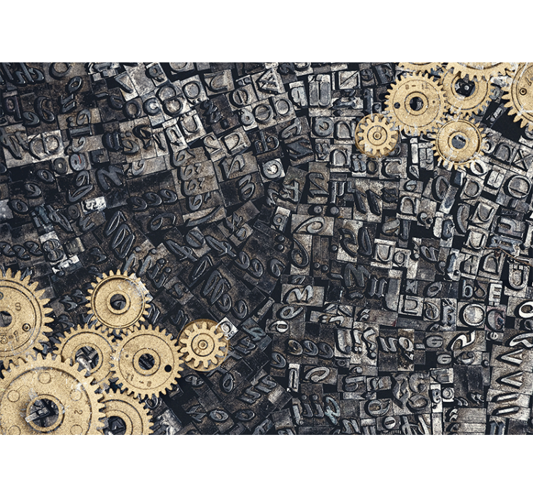 Texture wall mural mechanical gear designs - TenStickers