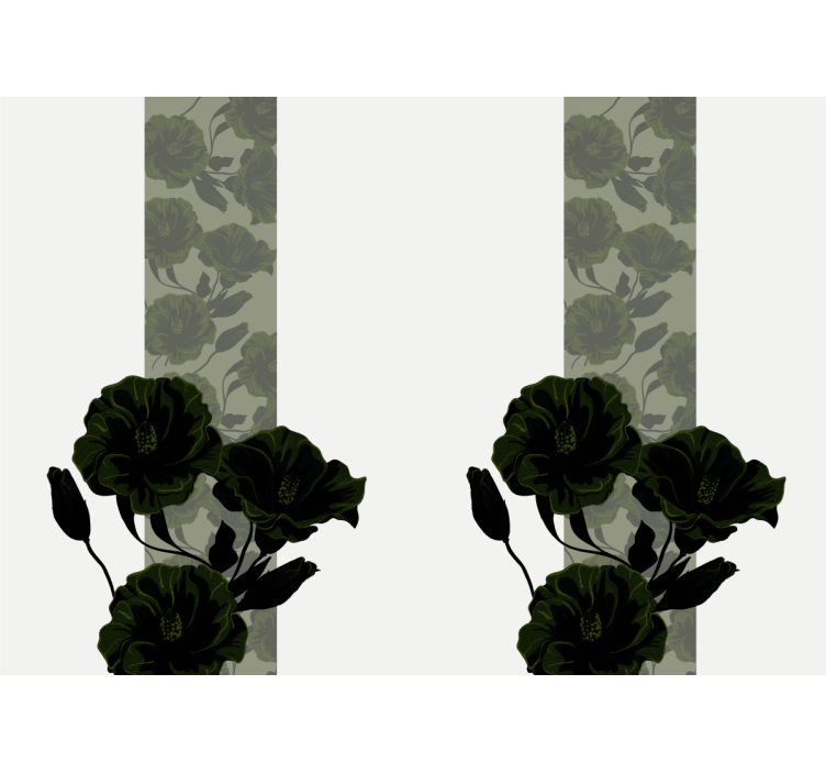 Flower wall mural elegant black flowers - TenStickers