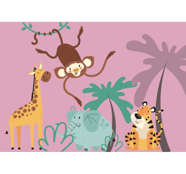 Animals wall mural playful jungle friends - TenStickers