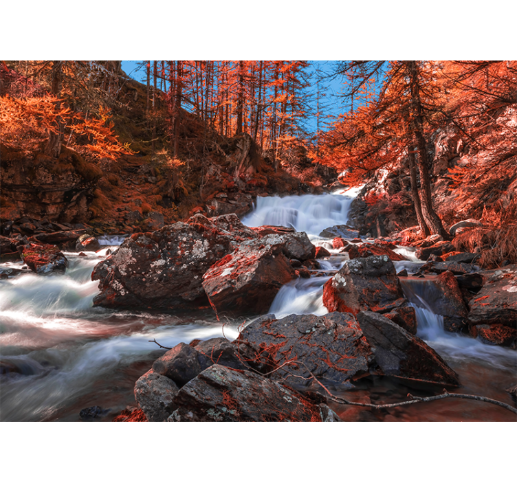 Wall mural mountain cascading rocky stream - TenStickers