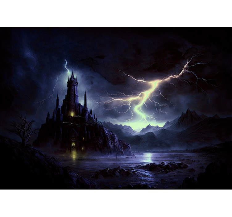 Dark Castle and Storm = Castillo Oscuro y Tormenta fantasy wall m - TenStickers