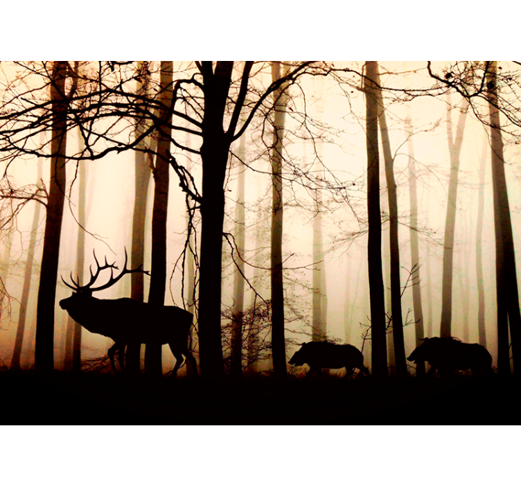 Silhouetted Forest Fauna wall mural nature - TenStickers