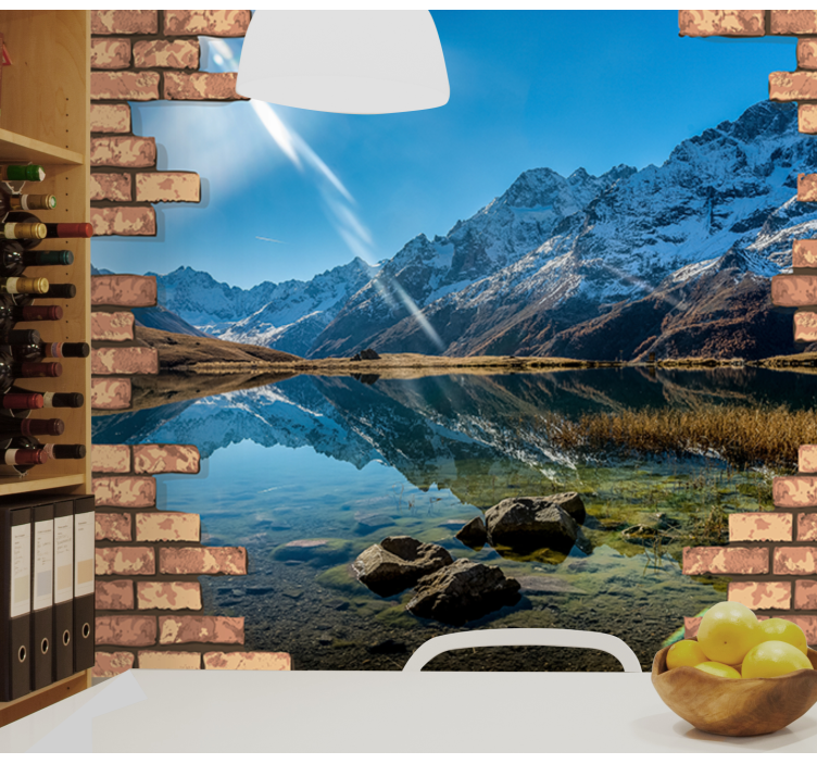 3D brick wall with photo brick wall mural - TenStickers