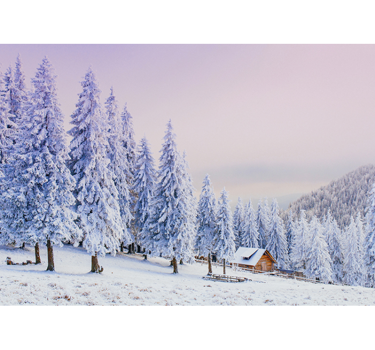Wall mural mountain snowy forest getaway - TenStickers