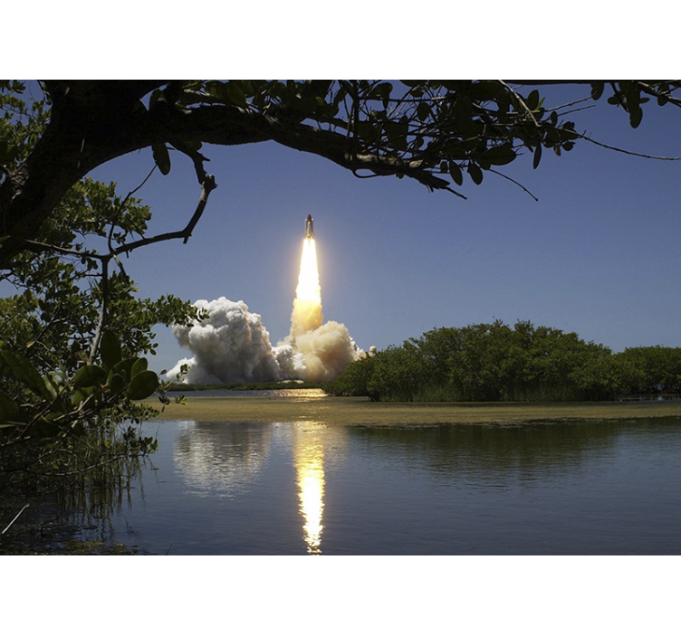 Space wall mural rocket launch perspective - TenStickers