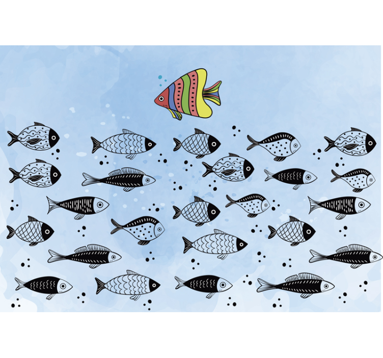 Dining room wall mural colorful fish showcase - TenStickers