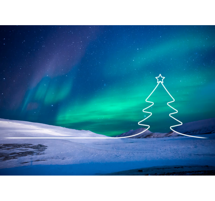 Christmas wall mural northern lights display - TenStickers