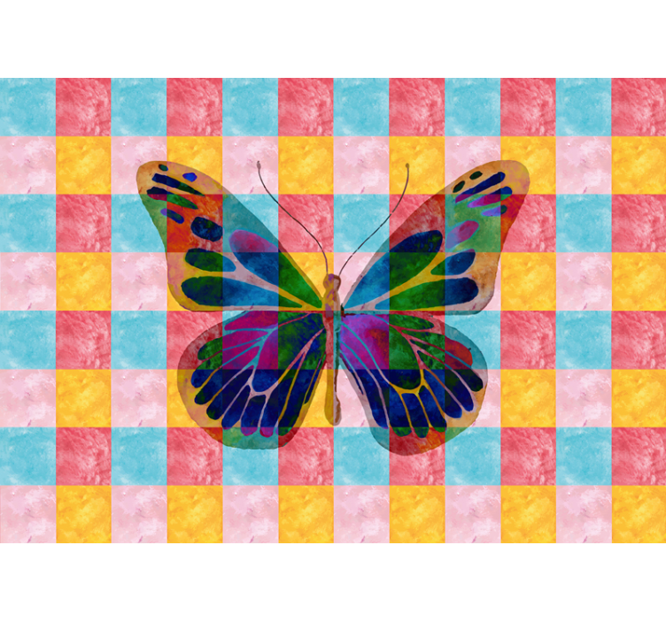 Flower wall mural colorful butterfly design - TenStickers