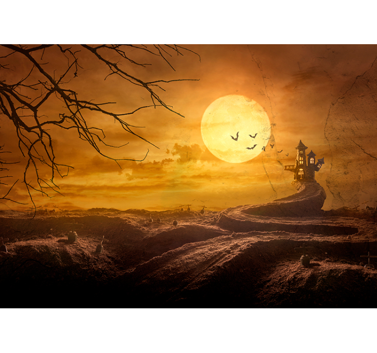Wall mural halloween haunting moonlit night - TenStickers