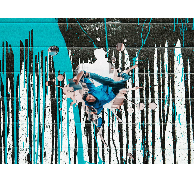 Graffiti wall mural dynamic skateboarder action - TenStickers