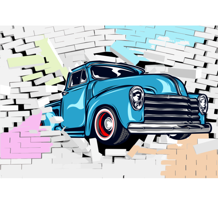 Wall mural vehicle classic blue pickup - TenStickers