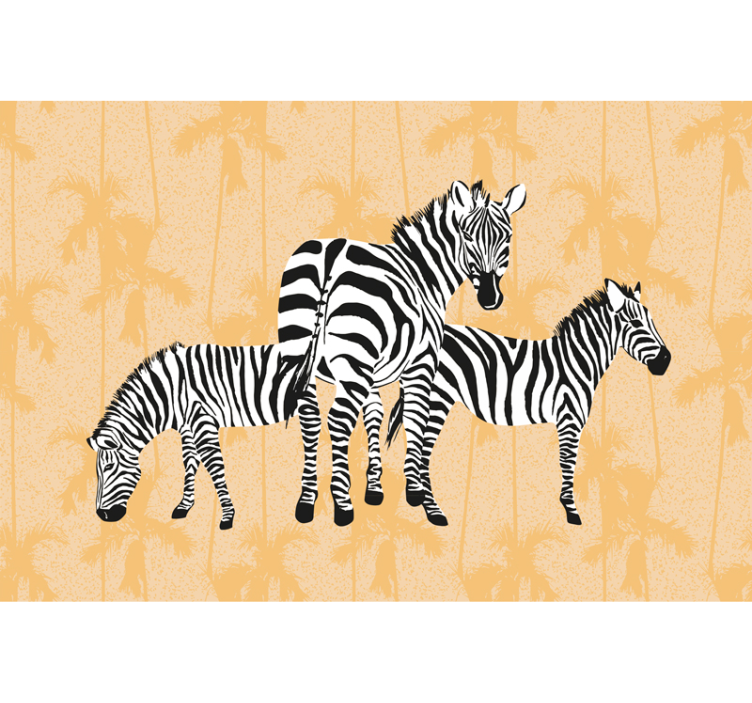 Stylized Zebra Trio animals wall mural - TenStickers