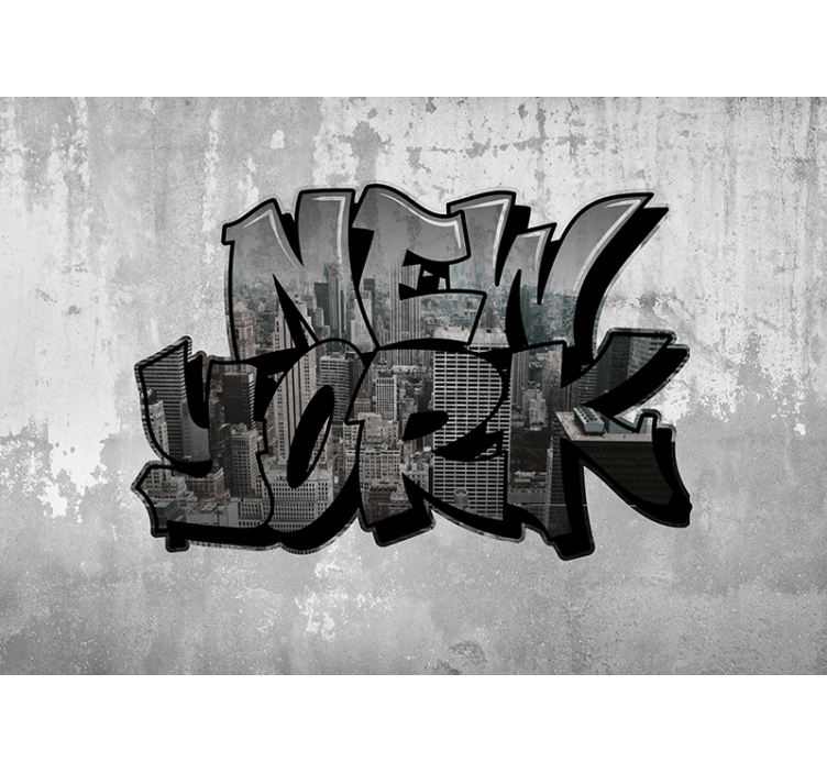 Graffiti with city view  new york wall mural - TenStickers