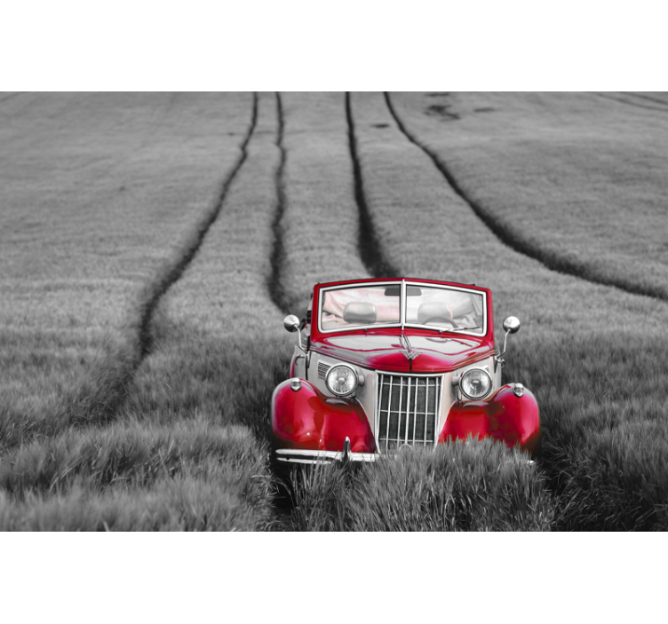 Rusty red car black and white wall mural - TenStickers