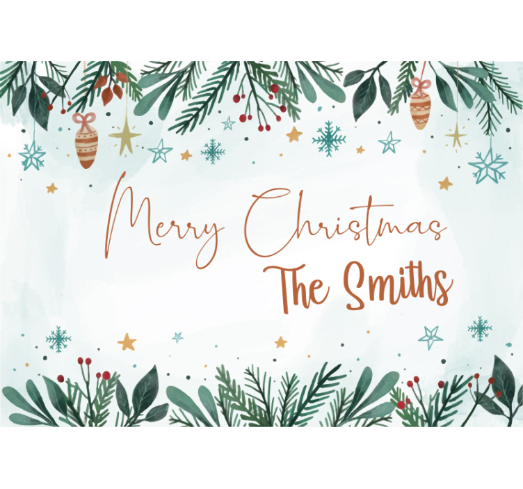 merry xmas with personalised name wall mural - TenStickers
