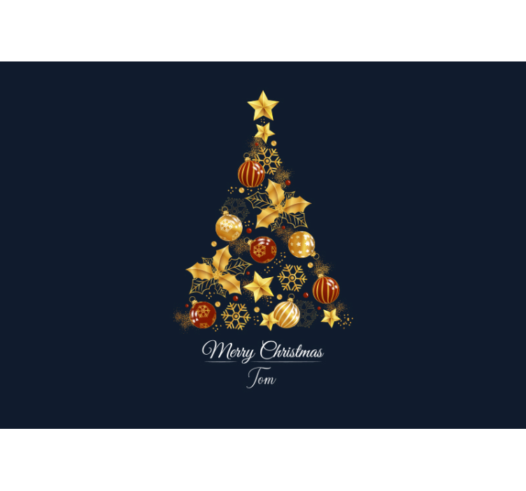 Gold tree christmas wall mural - TenStickers