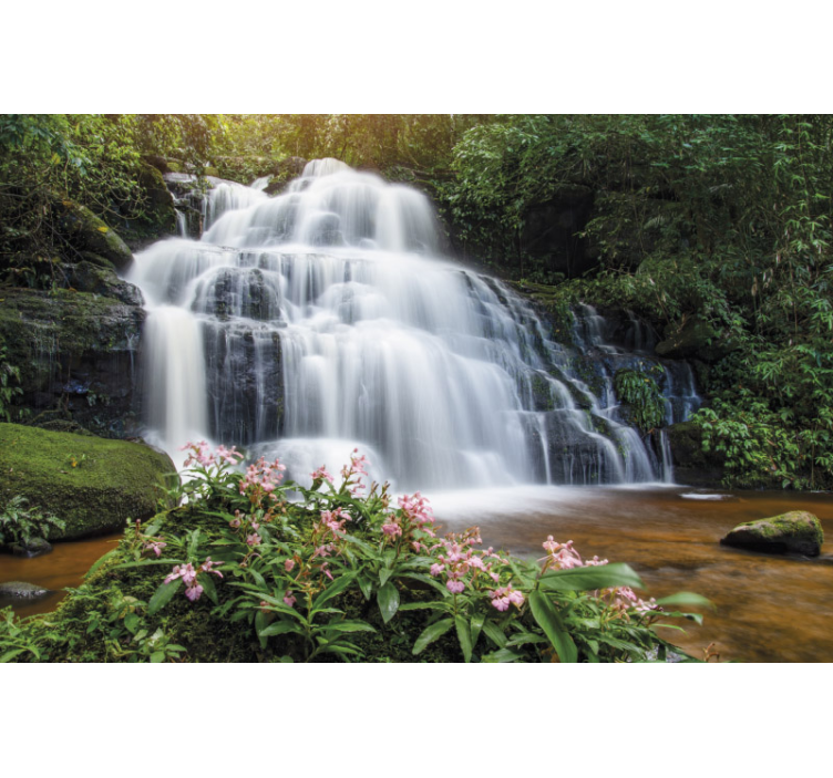 Waterfall and mountain Waterfall Wall Mural - TenStickers