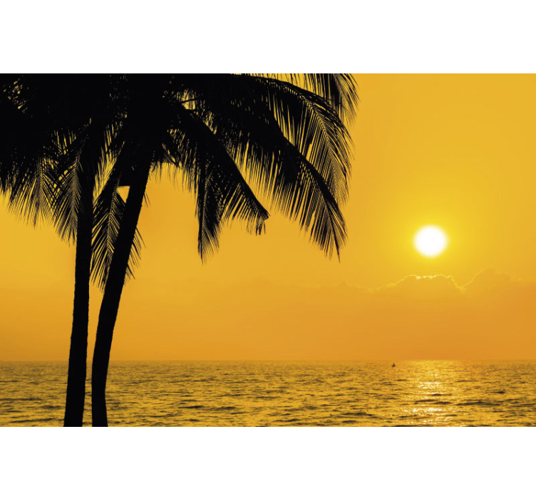 Silhouette Palm Sunset wall mural nature - TenStickers