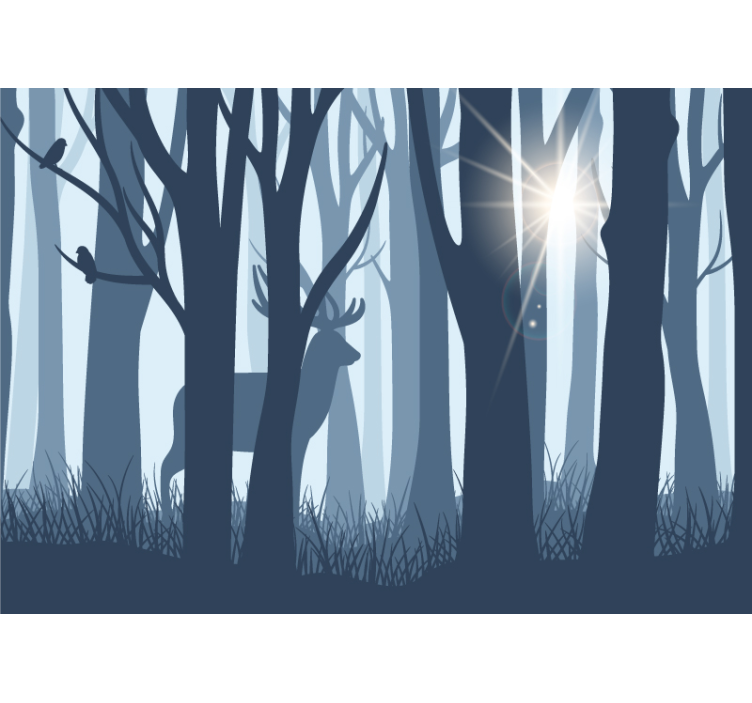 Forest wall mural silent forest scene - TenStickers