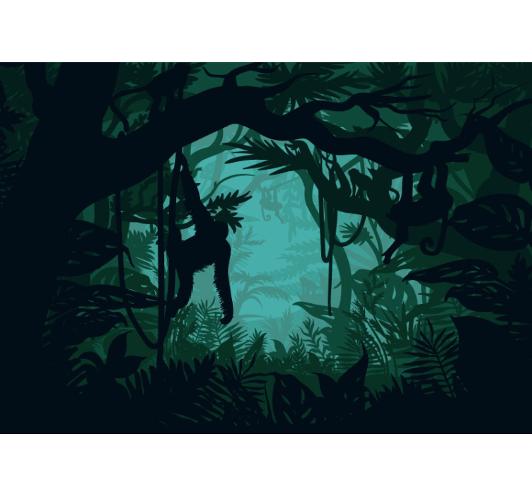 Jungle wall mural lush jungle scene - TenStickers