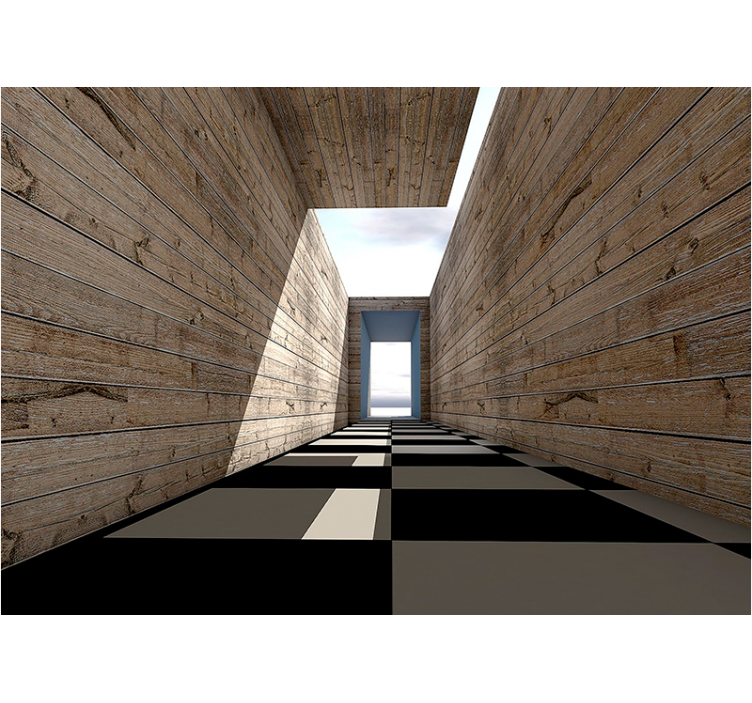 Texture wall mural wooden hallway perspective - TenStickers