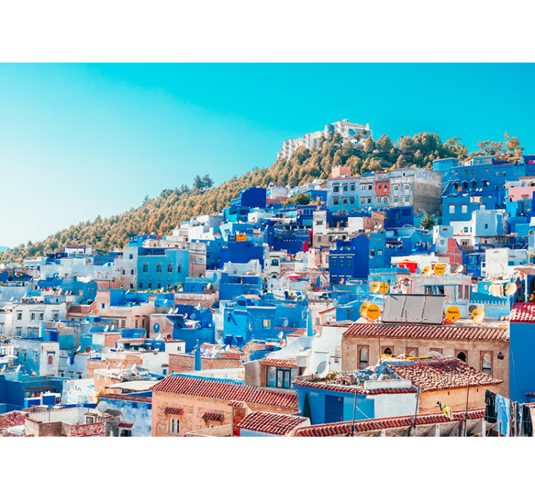 Blue Medina Cityscape city wall mural - TenStickers