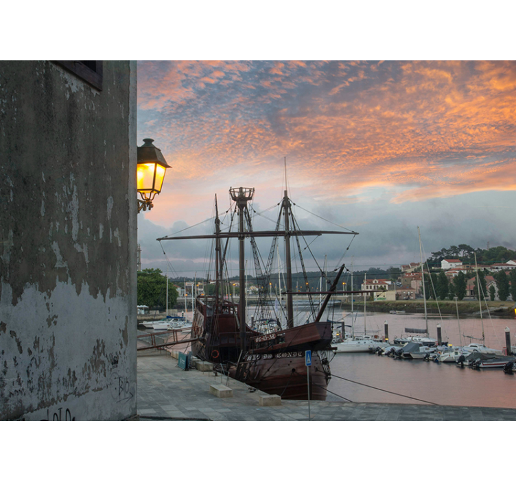 Historic Ship Harbor city wall mural - TenStickers