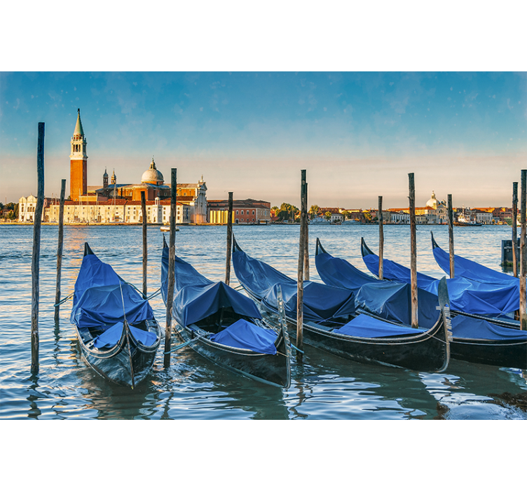 Venice dock bridge with boats 3D Wall Mural - TenStickers