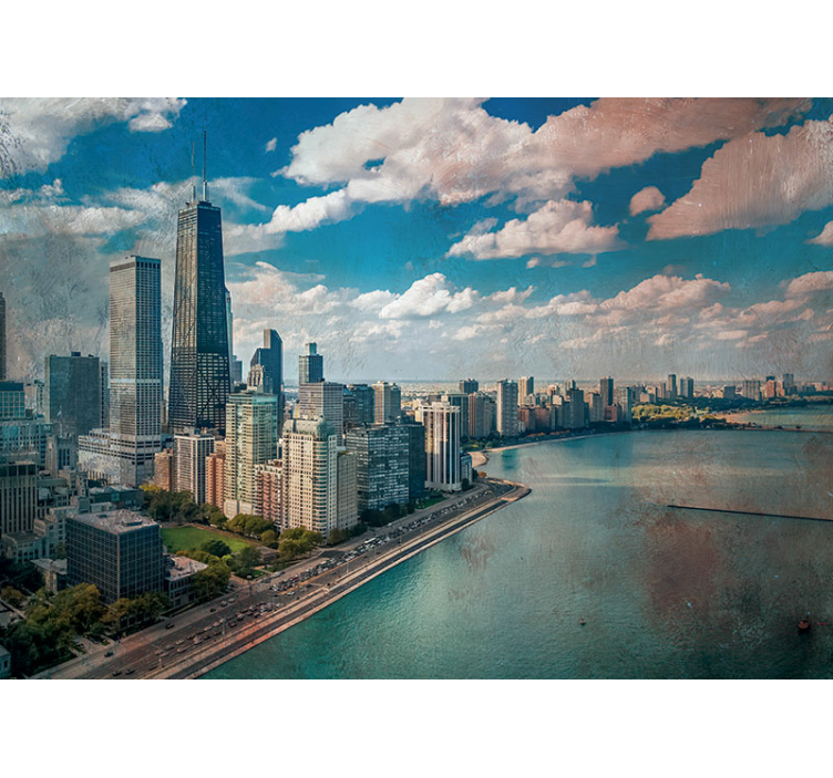 City wall mural chicago skyline viewpoint - TenStickers